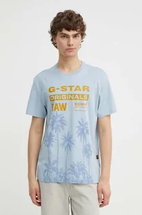 G-Star Raw t-shirt bawełniany męski kolor niebieski z nadrukiem D24681-336 - Koszulki męskie - miniaturka - grafika 1