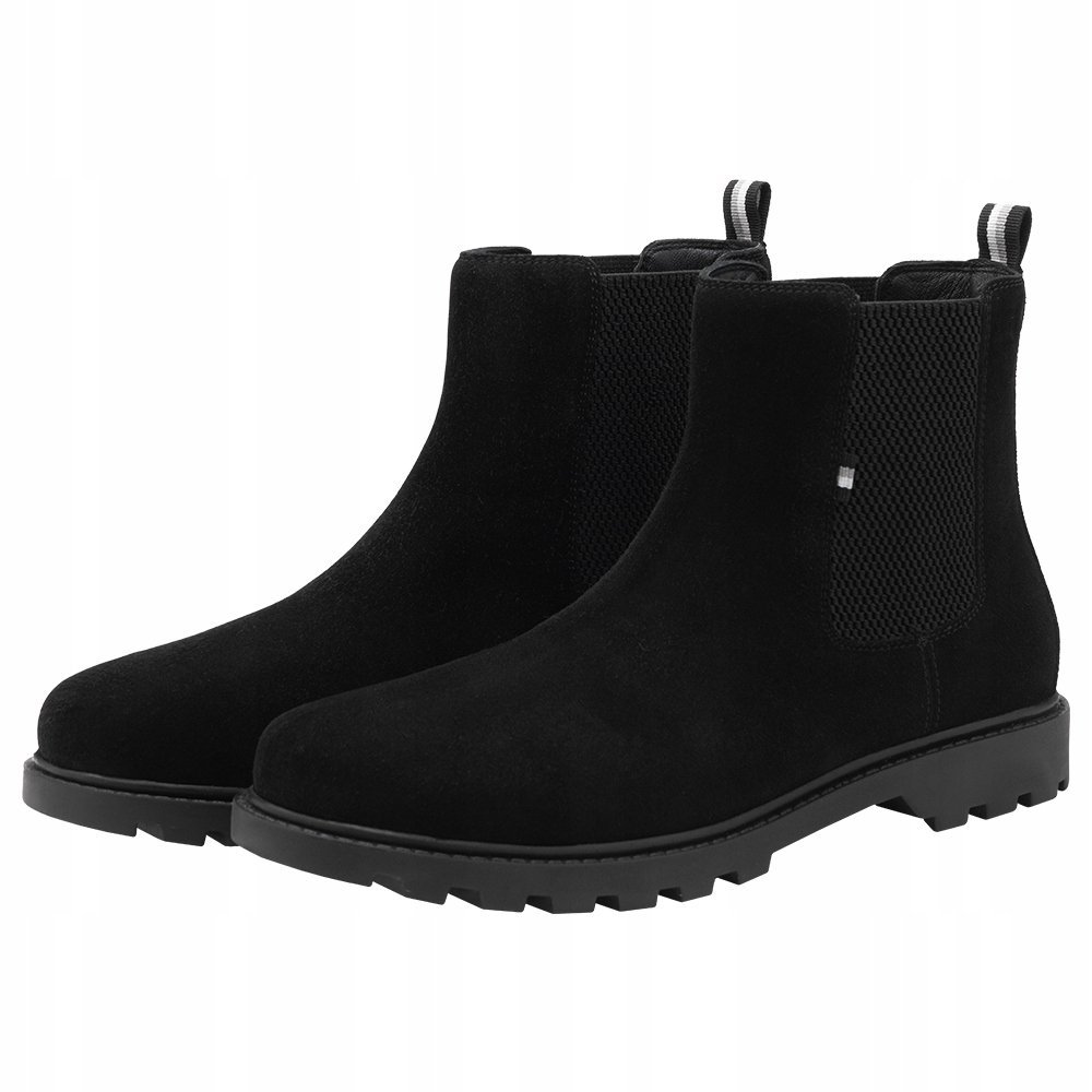 Eleganckie czarne sztyblety męskie wsuwane zamsz Ombre OM-FOBO-0173 V1 r 46