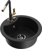 Zlewozmywaki z baterią - Mexen Diego zlewozmywak granitowy 1-komorowy z baterią kuchenną Flora, czarny - 6512-77-670401-57-B - miniaturka - grafika 1