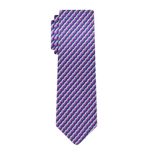 Krawaty i muchy męskie - Krawat fioletowy w poprzeczne wzory EM - EM Men's Accessories - grafika 1
