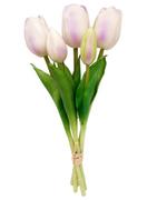 Sztuczne kwiaty - Tulipany silikonowe jak żywe fioletowe bukiet 5 sztuk gumowe 29 cm - miniaturka - grafika 1