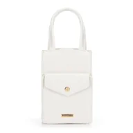 Torebki damskie - Damska mini torebka na telefon z ekoskóry kremowa - miniaturka - grafika 1