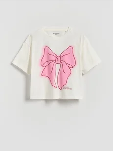 Reserved - Luźny t-shirt z nadrukiem - złamana biel - Koszulki dla dziewczynek - miniaturka - grafika 1