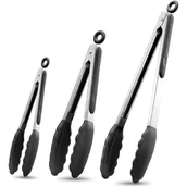 Szczypce do grilla - Szczypce kuchenne ze stali nierdzewnej, szczypce do mięsa, szczypce odporne na ciepło do grillowania i gotowania (opakowanie 3 sztuk) 8", 10,5&qu - miniaturka - grafika 1