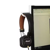 Akcesoria do słuchawek - Plastikowy Uchwyt Na Słuchawki Montowany Na Monitor Lub Krawędź Biurka/Stołu Biały - miniaturka - grafika 1