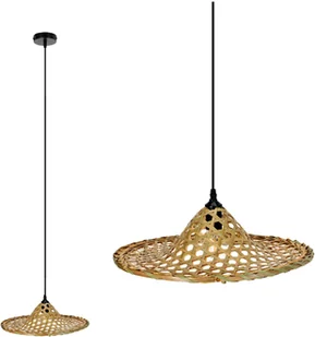 Lampa wisząca BRAGA okrągły bambusowy klosz w stylu boho E27 bambusowa lampa wisząca do salonu rattanowy stół do jadalni lampa wisząca do jadalni kolor: naturalny (Ø40cm) - Oprawy, klosze i abażury - miniaturka - grafika 1