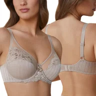 Biustonosze - Biustonosz z Koronki Miękki Szerokie Ramiączka Bardzo Wygodny Beżowy 100D - miniaturka - grafika 1