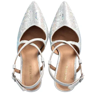 Błyszczące szpilki bez pięty - MENBUR 23446 SREBRE - Czółenka - miniaturka - grafika 11