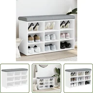Szafki na buty - The Living Store Ławka na buty biała 82x32x50 cm Materiał drewnopochodny - miniaturka - grafika 1
