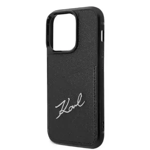 Karl Lagerfeld Etui KLHCP14XCSSK do iPhone 14 Pro Max 6,7" hardcase Signature Logo Cardslot czarny/black - Etui i futerały do telefonów - miniaturka - grafika 5