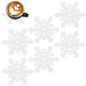 Obrusy i serwetki - Podstawka pod kubek filcowa biała płatek śniegu zestaw 6 szt. 13,5 cm kod: O-710827   - miniaturka - grafika 1