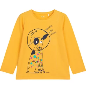 T-shirt z długim rękawem dla dziewczynki, z psem astronautą, żółty 9-13 lat - Bluzki dla dziewczynek - miniaturka - grafika 1