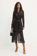 Sukienki - Armani Exchange sukienka kolor czarny midi rozkloszowana 6DYA44 YN2VZ - miniaturka - grafika 1