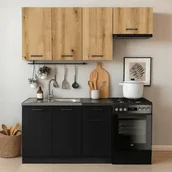 Meble kuchenne - Zestaw Mebli Kuchennych MODERN 170 cm Czarny/Dąb Evoke Loftowy - miniaturka - grafika 1