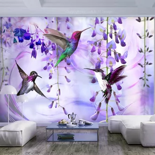 Fototapeta samoprzylepna - Latające kolibry (fioletowy) (rozmiar 98x70) - Fototapety - miniaturka - grafika 1
