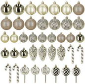Bombki - Bombki choinkowe 40 szt. ozdoby kule, lizaki, szyszki, laski cukrowe nietłukące złote UNIWERSALNY - miniaturka - grafika 1