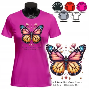 KOSZULKA DAMSKA Z NADRUKIEM T-SHIRT - WZÓR KOLOROWY MOTYLEK PREZENT - S - Koszulki i topy damskie KOSZULKA DAMSKA Z NADRUKIEM T-SHIRT - WZÓR KOLOROWY MOTYLEK PREZENT - S - Koszulki i topy damskie - miniaturka - grafika 1