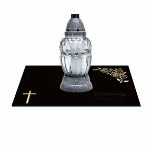 SZKLANA PODSTAWKA POD ZNICZE Z DEDYKACJĄ 30x20cm 489a - Lampiony i znicze - miniaturka - grafika 1