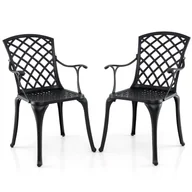 Krzesła - 2-częściowy zestaw krzeseł ogrodowych, odlew aluminiowy, krzesła tarasowe, krzesła do jadalni, do ogrodu i na zewnątrz - miniaturka - grafika 1