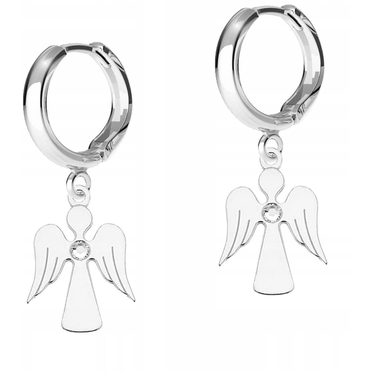 Kolczyki Srebrne Aniołki Anioły Stróże z Cyrkonią Kryształy SREBRO 925