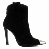 Botki damskie - Czarne zamszowe botki na szpilce CARINII - Carinii - miniaturka - grafika 1