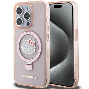 Oryginalne Etui IPHONE 13 / 14 / 15 Hello Kitty Hardcase Ring Stand Glitter Electrop Logo MagSafe (HKHMP15SHRSGEP) różowe - Etui i futerały do telefonów - miniaturka - grafika 11