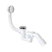 Syfony - Syfon wannowy korek metalowy klik-klak chrom odejście elastyczne - miniaturka - grafika 1