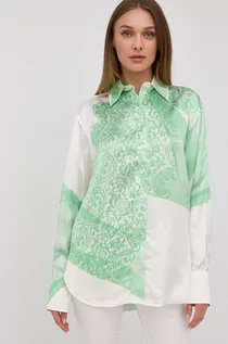Koszule damskie - Victoria Beckham koszula damska kolor zielony relaxed z kołnierzykiem klasycznym - grafika 1