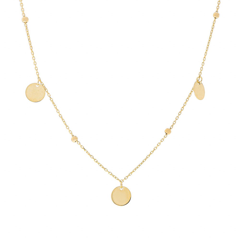 Złoty naszyjnik celebrytka z wiszącymi kółeczkami 42-45 cm pr. 585