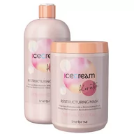 Zestawy kosmetyków damskich - Inebrya Ice Cream Keratin, restrukturyzujący zestaw z keratyną do włosów, szampon + maska - miniaturka - grafika 1