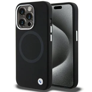 Etui BMW Signature Liquid Silicone MagSafe na iPhone 15 Pro - czarne - Etui i futerały do telefonów - miniaturka - grafika 1