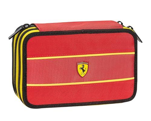 FERRARI KIDS - Piórnik szkolny z oficjalnym Ferrari, 3 przegródki dla dzieci z zestawem na artykuły pa, niebieski długopis Frixion i praktycznym zamkiem błyskawicznym, 20 x 13 x 7 cm,