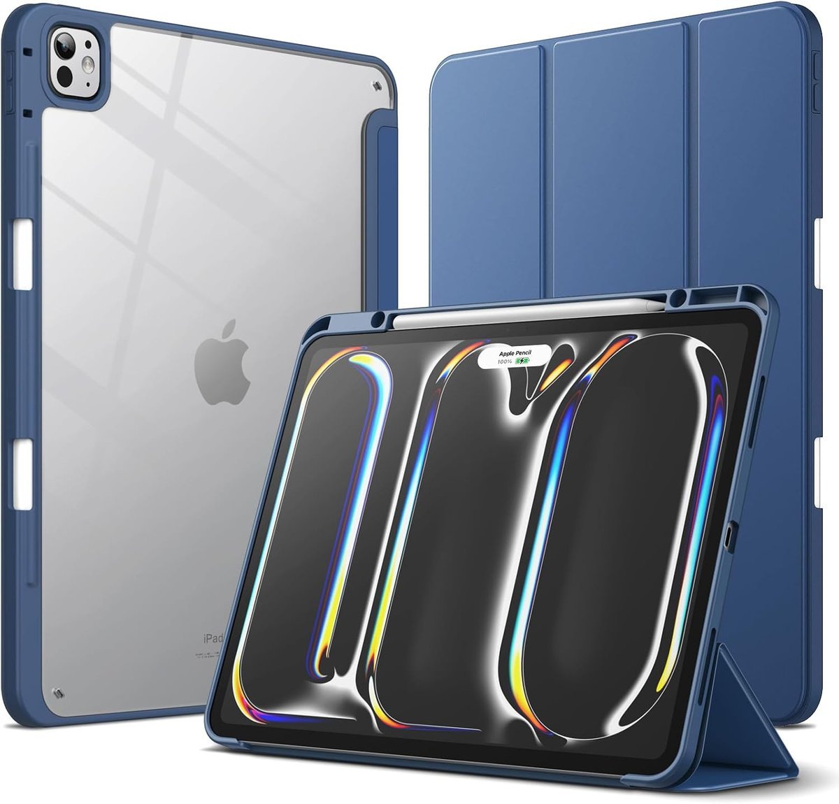 JETech Etui dla iPad Pro 13 Cala M5/M4 (2025/2024) z Pencil Uchwyt, Przejaśniać Przezroczyste Tylna Skorupa Smukłą Podstawkę Odporny na Wstrząsy Osł..