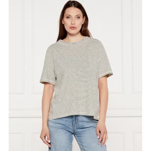 Tommy Hilfiger T-shirt Loose fit z dodatkiem lnu - Koszulki i topy damskie - miniaturka - grafika 1