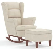 Fotele - Kremowy fotel wypoczynkowy bujany + podnóżek S0-B82 - miniaturka - grafika 1