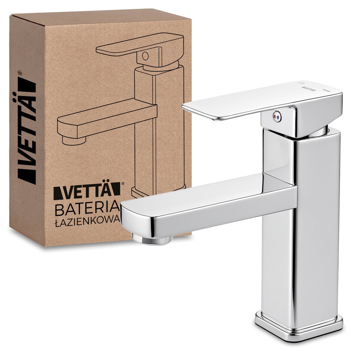 VETTÄ Bateria stojąca umywalkowa kran do umywalki zlewu chromowa niska