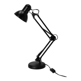 Lampka Biurkowa Kreślarska Szkolna 2w1 CZARNA 1xE27 60W Regulowana Metalowa - Lampy stojące - miniaturka - grafika 1