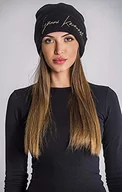 Czapki damskie - Gianni Kavanagh Black Beanie with Gold GK Signature Logo Czapka na zimną pogodę, Czarny, UN dla kobiet, czarny, rozmiar uniwersalny - miniaturka - grafika 1