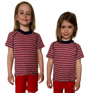 Odzież sportowa dziecięca - COOL kolorowy T-shirt dziecięca .120 .czerwono-czarno-białe paski - grafika 1