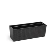 Kwietniki - Kwietnik BEGONIA 19 x 56 rattan czarny Lamela - miniaturka - grafika 1