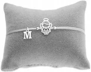 Srebrna bransoletka sznurkowa ANIOŁEK anioł dowolna LITERKA KOMUNIA SREBRO - Bransoletki - miniaturka - grafika 1