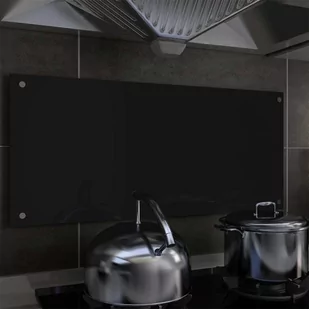 vidaXL Panel ochronny do kuchni, czarny, 90x40 cm, szkło hartowane - Akcesoria i części AGD - miniaturka - grafika 1