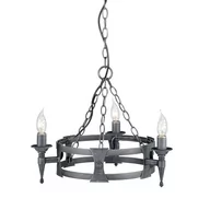 Lampy sufitowe - Elstead Lighting Saxon 3Lt Chandelier Black/Silver SAX3 BLK/SIL Elstead lampa wisząca świecznikowa stylowa SAX3 BLK/SIL) - miniaturka - grafika 1