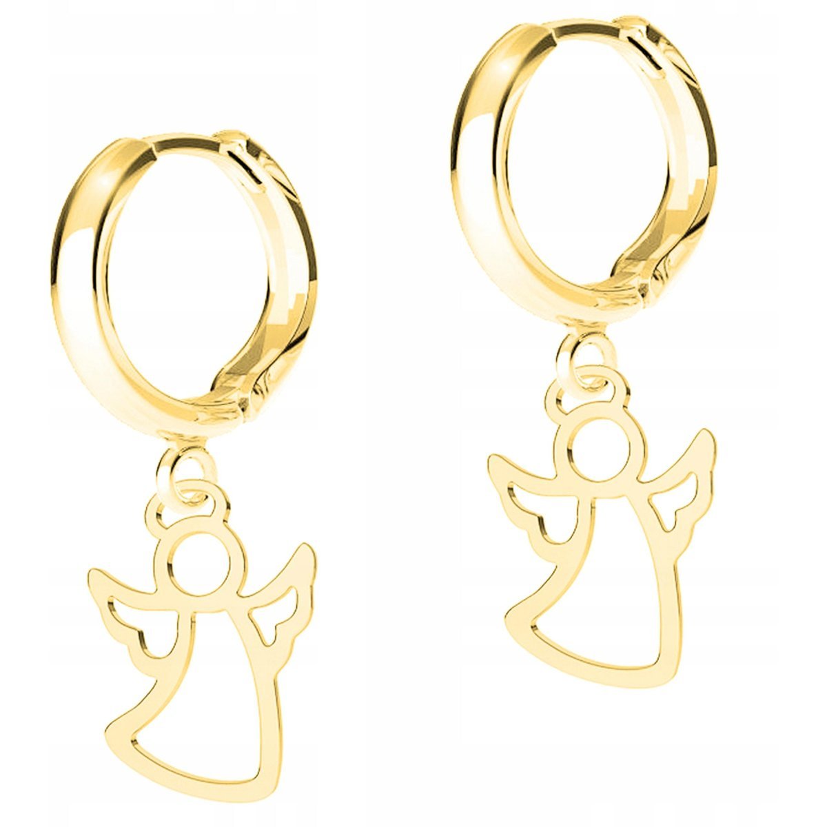 Złote Kolczyki z Aniołkami Anioły Aniołki Angel Chłopiec SREBRO 925