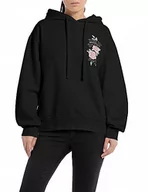 Bluzy damskie - Replay Damska bluza z kapturem oversize, 098 BLACK, XL - miniaturka - grafika 1
