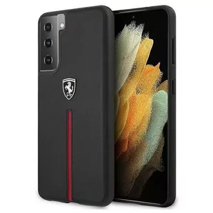 Ferrari Off Track Leather Nylon Stripe Etui skórzane na Samsung Galaxy S21+ PLUS czarne FEOSIHCS21MBK - Etui i futerały do telefonów - miniaturka - grafika 1