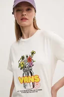 Koszulki sportowe damskie - Vans t-shirt bawełniany damski kolor beżowy VN000KH2FS81 - miniaturka - grafika 1
