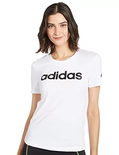 Adidas Damska koszulka W Lin biały/czarny XL GL0768 - Koszulki i topy damskie - miniaturka - grafika 1