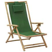 Fotele i krzesła ogrodowe - vidaXL Fotel rozkładany zielony bambus i tkanina 313027 - miniaturka - grafika 1
