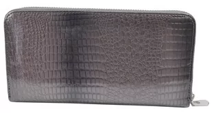 Portfel Damski Skóra Naturalna GREGORIO Duży Z Metalowym Suwakiem Piórnik Lakierowany GF-119 SZARY RFID 19 x 10 x 2.5 [cm] - Portfele - miniaturka - grafika 1